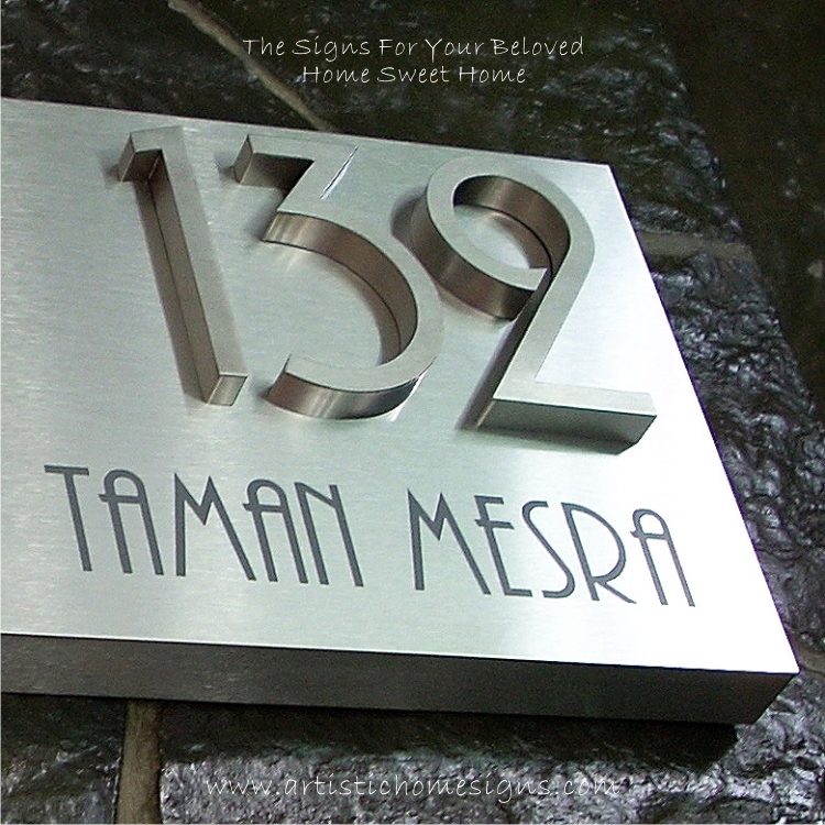 3D Numbers Etching Address Sign Plaque 132