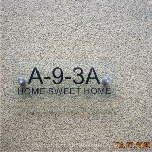 Etching Glass Sign Black Letters