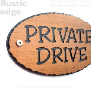 WDO-145 Wooden Sign Black Letters - Private Drive