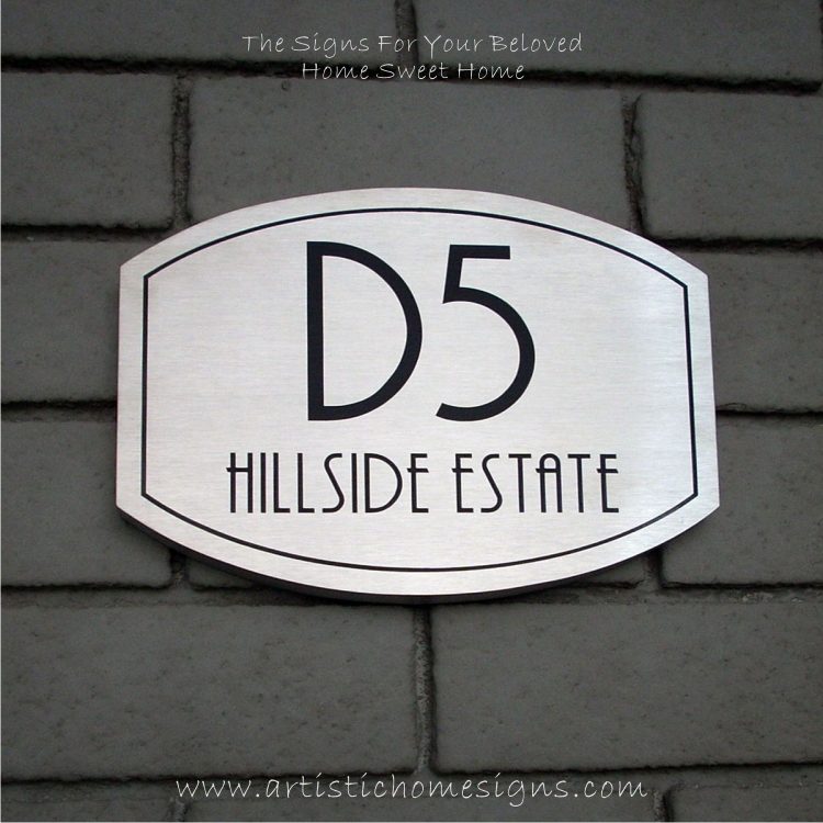 Elliptical Trim Etching House Sign D5