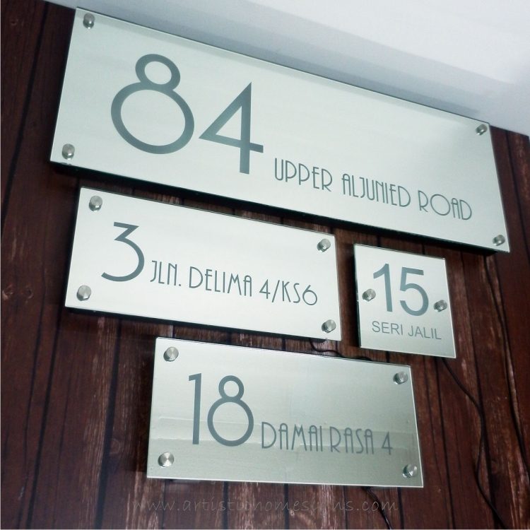 Illuminated Glass Mirror House Number Address Signs-Day View