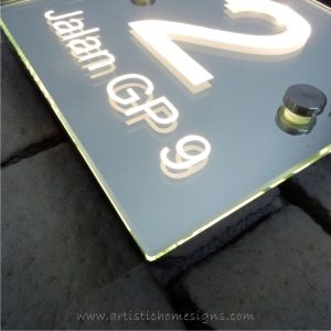 Illuminated Glass Mirror House Number Addrss Signs-Warm White