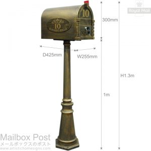 Antique Bronze Mailbox Post Size & Dimension