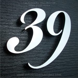 MODERN STAINLESS STEEL HOUSE NUMBERS Cursive Font Gloss Polish Finished 39