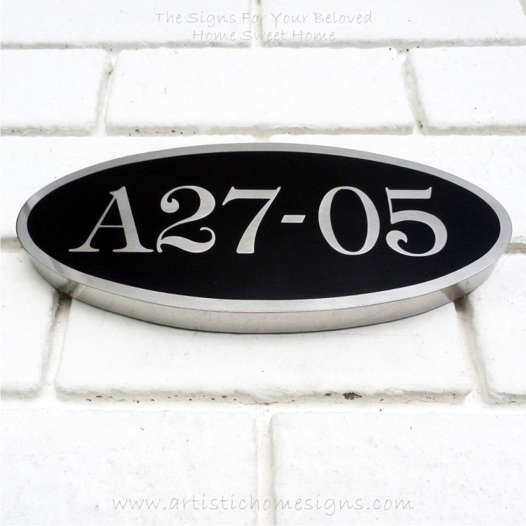 Oval Etching Back SS House Sign A27-05