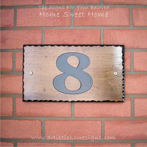 WDR-145 Rectangle Wooden House Sign Black Letters 8