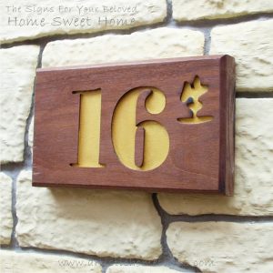 WDR-145 Rectangle Wooden House Sign Gold Letters 16