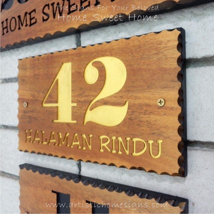 WDR-145 Rectangle Wooden House Sign Gold Letters 42