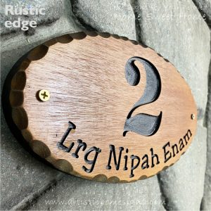 Rustic Edge Chengal Wooden House Number Address Signs WDO-145 Made In Malaysia