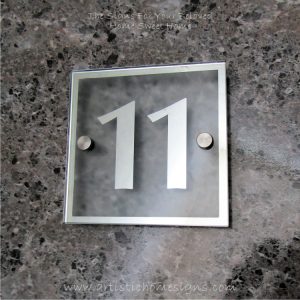 Square Chrome Mirror Border With Sandblast Frosted Finishing Sign 11