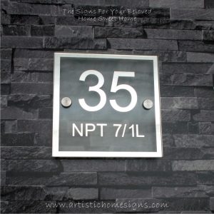 Square Chrome Mirror Border With Sandblast Frosted Finishing Sign 35