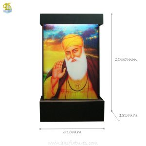 WWG-610 Guru Nanak Art Glass Wall Fountain Dimension