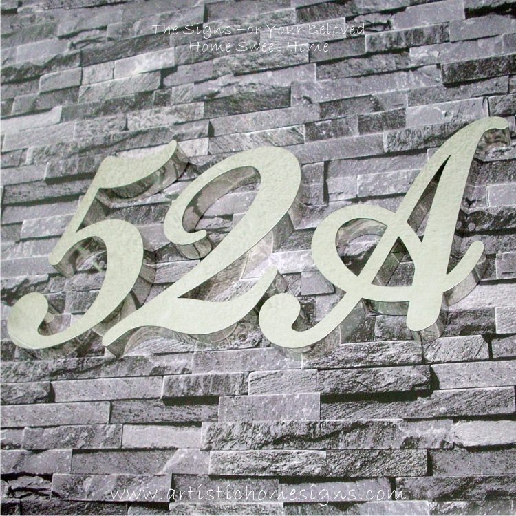 Weather Resistant House Numbers - Cursive Font 52A 01