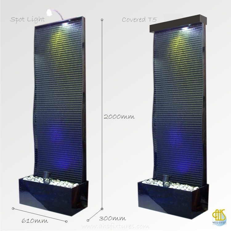 WFA-620 Elegant Wave Black Acrylic Floor Fountain Water Features Made In Malaysia